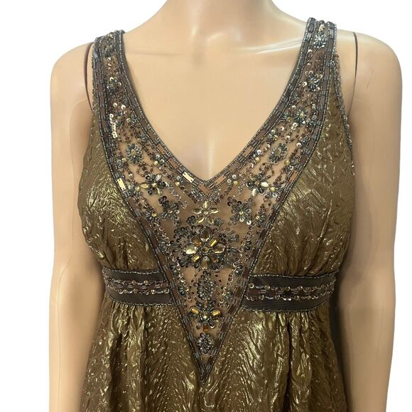 NEW Y2K Sue Wong Nocturne Beaded Cocktail Dress Fairy Whimsigoth Crinkle - Picture 3 of 14